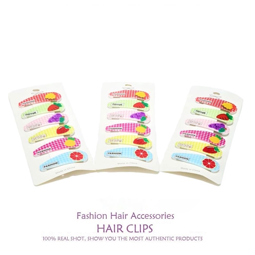 [6pcs] Jepit Rambut Tiptpop Set 5.5cm Anak Kecil Motif Buah Jepit Poni Jepitan Klip Rambut Samping Side Slide Hair Clips