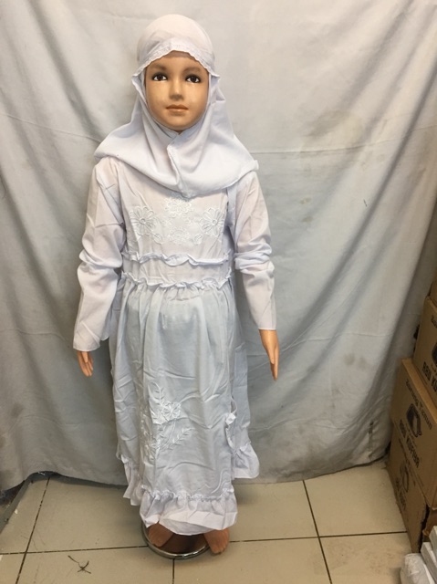 Stelan muslim anak gamis anak perempuan manasik haji umroh/gamisputihanak