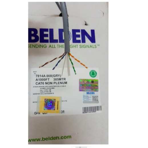 Kabel UTP BELDEN CAT6 Non Plenum 7814A 008 (GRY) Harga Per Meter