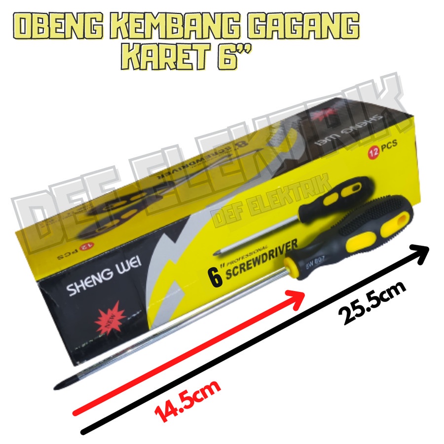 OBENG GAGANG KARET 6" OBENG KEMBANG OBENG PLUS 6INCH