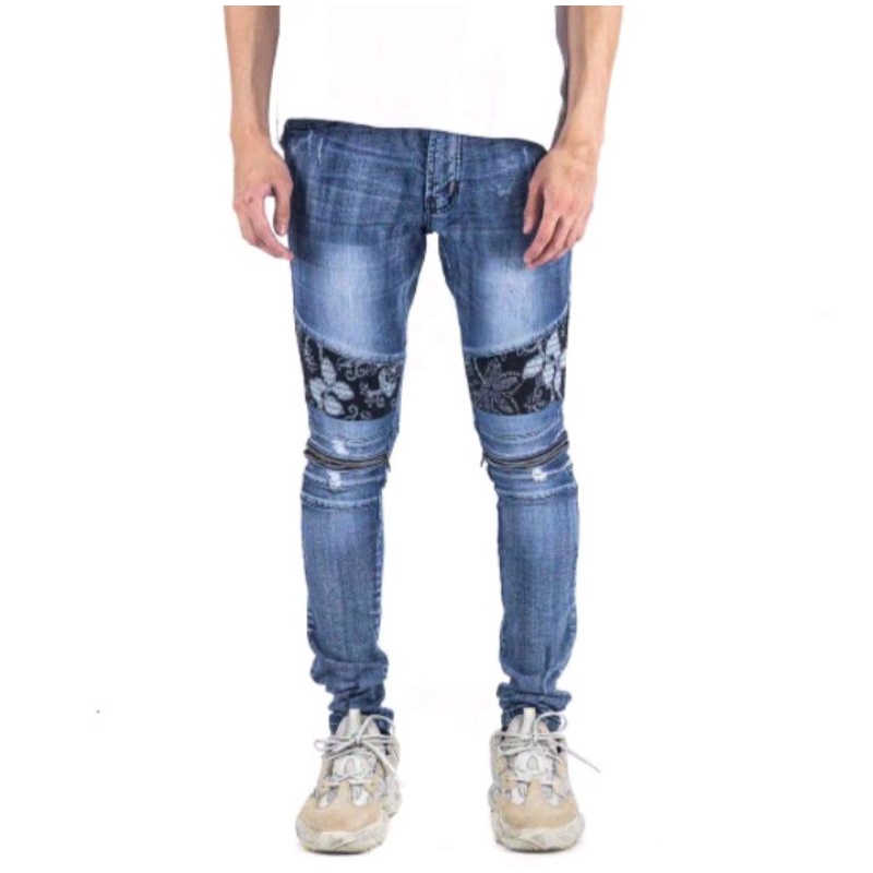 Denimitup    A1 Biker batik Bali sea blue 38
