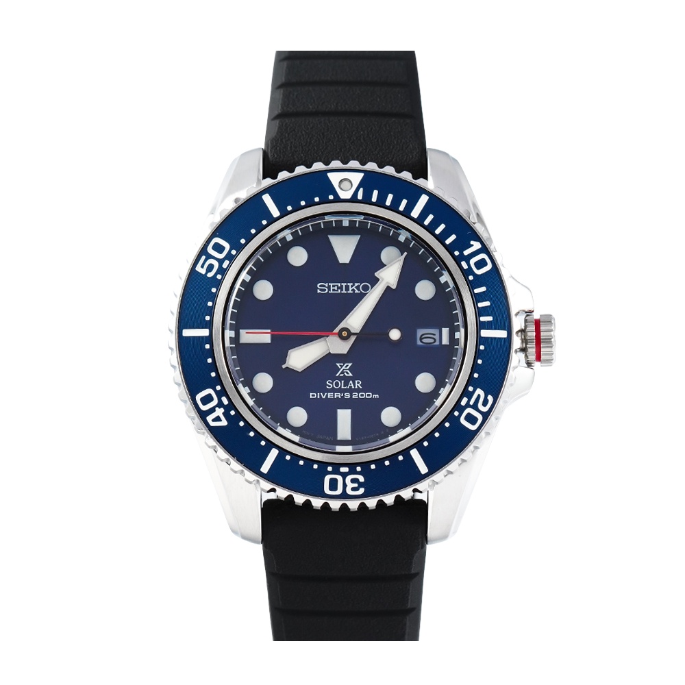 Jam Tangan Pria Seiko Prospex SNE593P1 Solar Divers 200M Blue Dial Black Silicone Strap