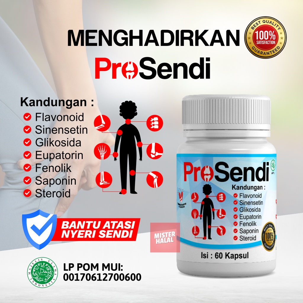 PROSENDI Obat Solusi Nyeri Sendi Asam Urat, Rematik, Pegal Linu, Sakit Pinggang, Otot Kaku, Kolesterol , Otot Syaraf, Saraf, Tulang Ekor Akibat Jatuh