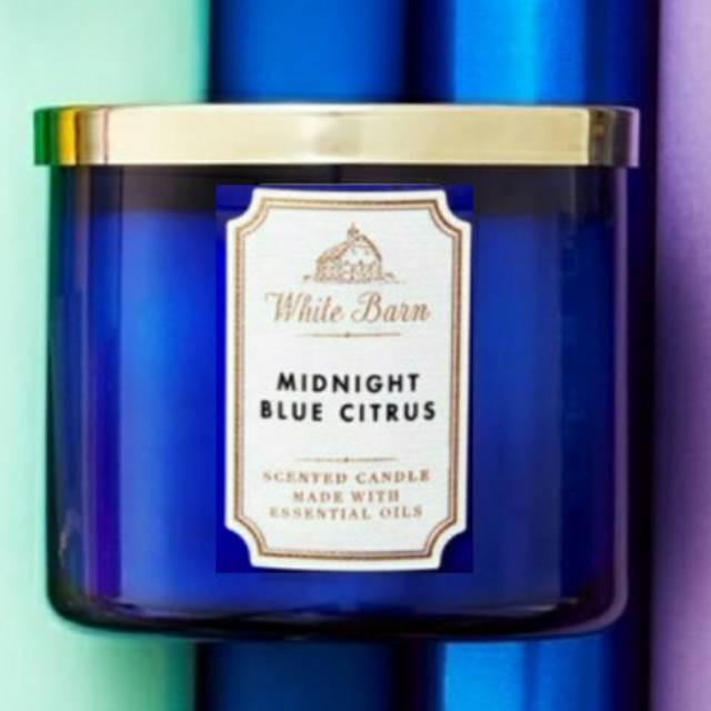 BBW MIDNIGHT BLUE CITRUS 3-WICK SCENTED CANDLE 411 G BATH &amp; BODY WORKS LILIN WANGI 3 SUMBU UKURAN BESAR PENGHARUM RUANGAN