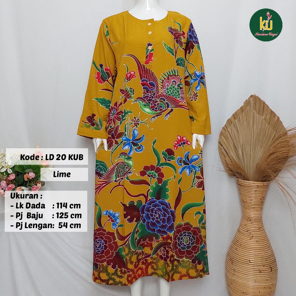 COD LD 20 KUB | DASTER PANJANG KENCANA UNGU ASLI LABEL BIRU | LongDress Wanita Lengan Panjang Busui ini-Lime J