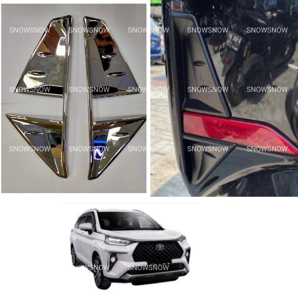 Reflektor Bumper Belakang Cover Veloz 2021 2022 2023 2024 Up Hitam Chrome