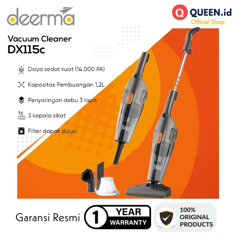 Deerma DX115C Smart Silent Handheld Wired Vacuum Cleaner Portable - Penyedot Debu Kamar Ruang Tamu R