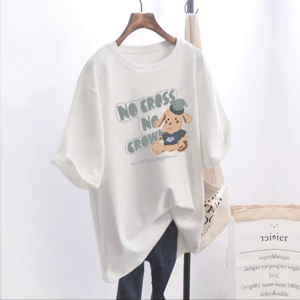 THISTLE - Oversize Tee Tshirt Wanita Model Longgar Motif Bear No Cross