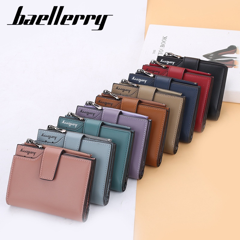 [BISA COD] BAELLERRY N5013 Dompet Wanita Pria Dompet Kartu Lipat Dompet Kulit PU Premium Dompet Baellerry