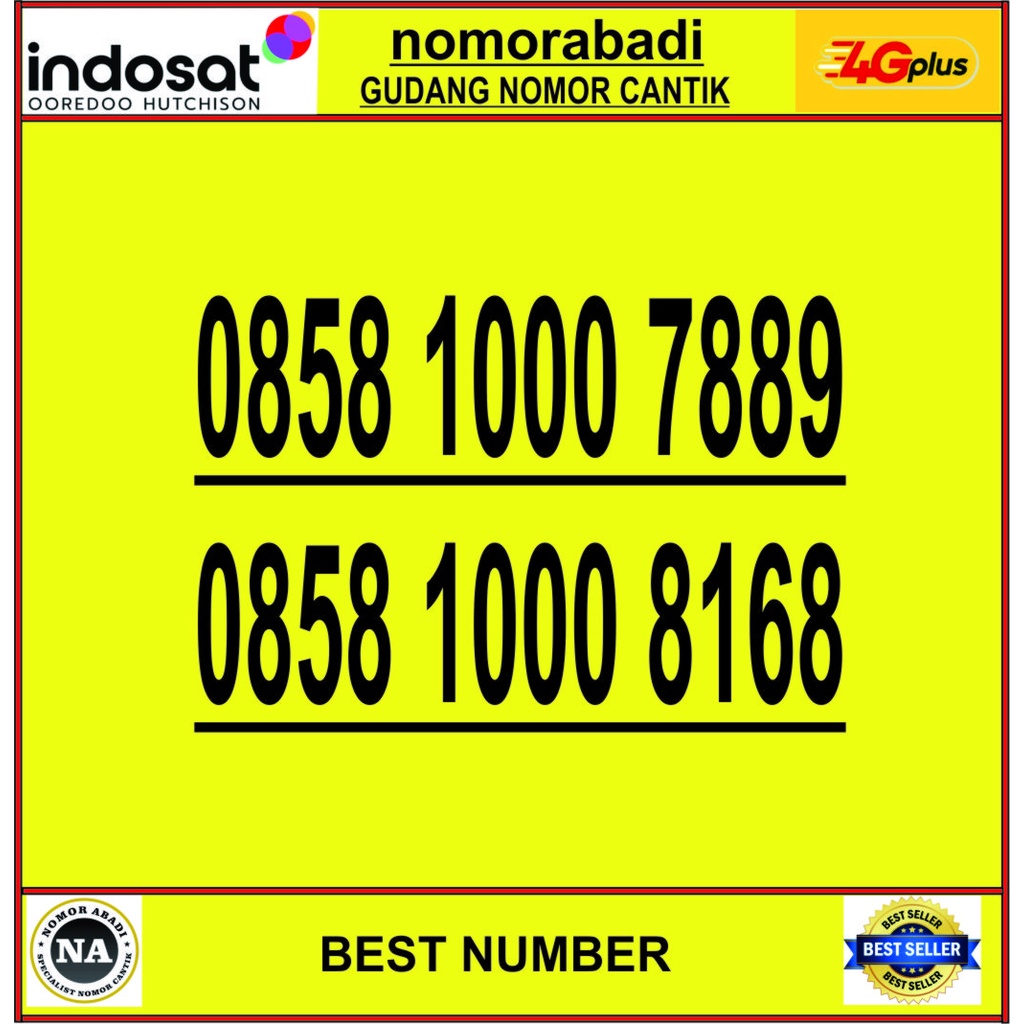 NOMOR CANTIK INDOSAT 4G 0858 1000 H1000