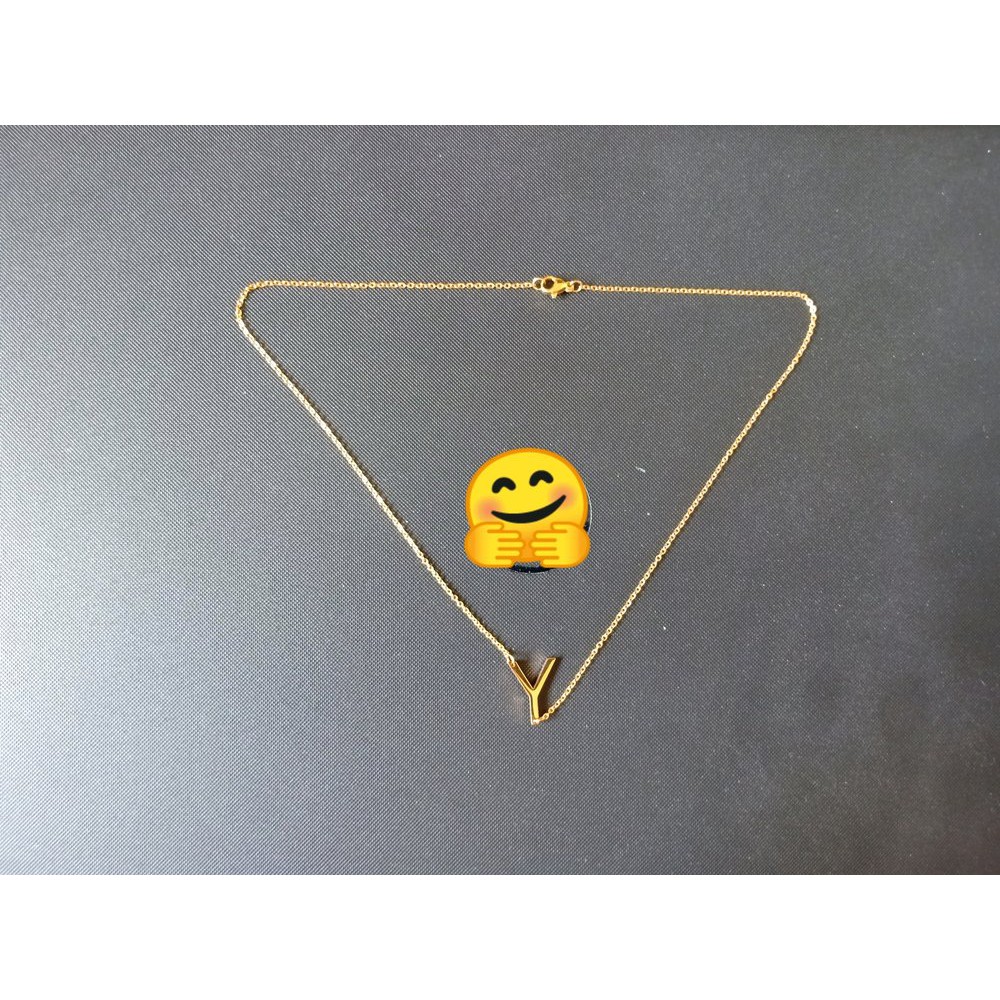 Kalung Liontin Huruf A - Z Titanium Warna Emas  Grosir