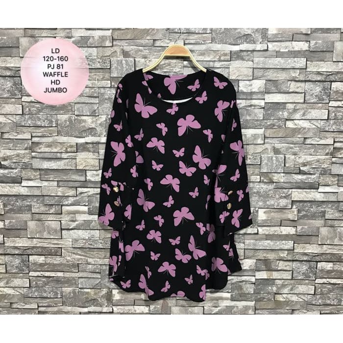 READY STOCK ATASAN BIG SIZE TUNIK LD 120-160 CM BUTTERFLY JUMBO HIJAB BLUS MUSLIM