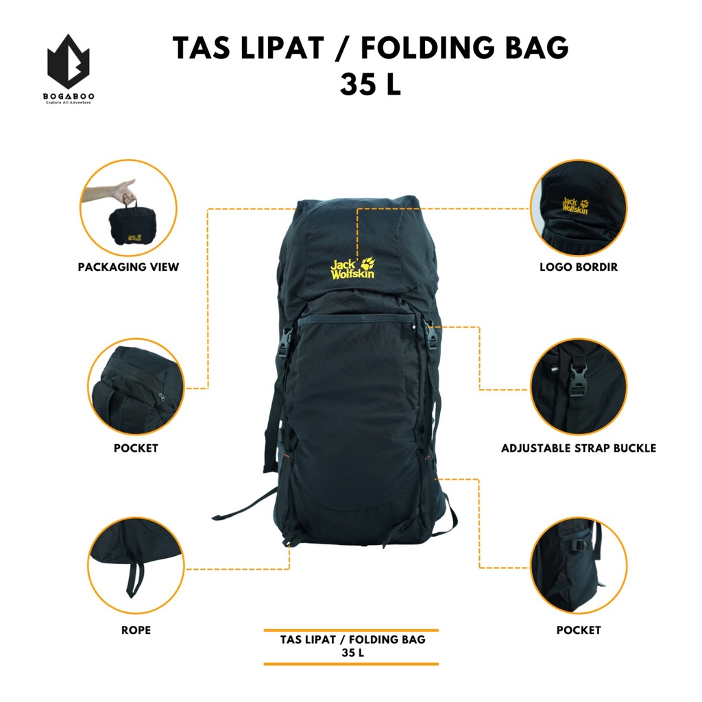 Tas Lipat 35 Liter Thilum  Tas Ransel - Tas Hiking - Tas Belanja - keril lipet jws 35 L - tas carrier lipat