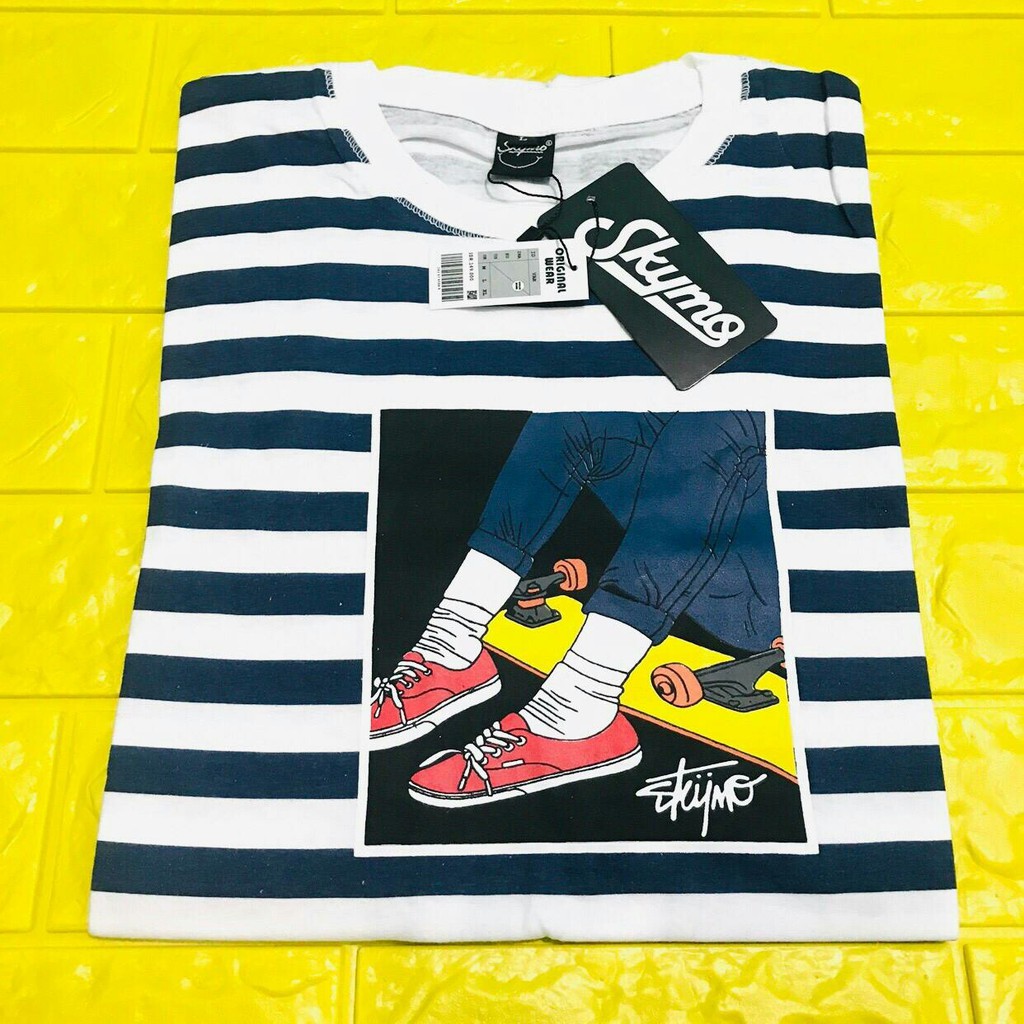 Bayar Di Tempat Cod Kaos Cantik Cantik Anjing Salur Stripe Pria