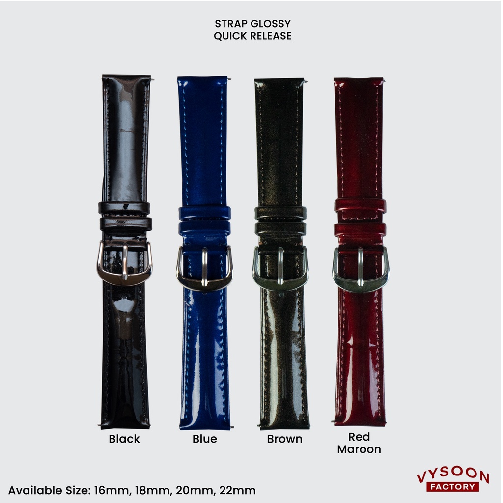 Strap Leather Watch / Tali Kulit Jam Tangan Glossy 16mm 18mm 20mm 22mm