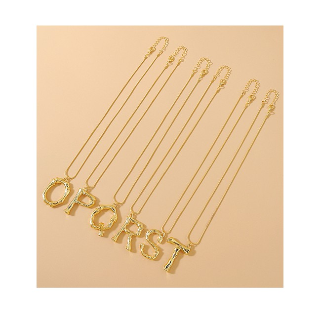 LRC Anting Tusuk Fashion Golden Alphabet A-NGeometric shaped Alloy Earrings Y64267