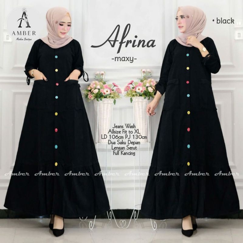 afrina gamis wanita jeans wash terbaru | gamis wanita polos | casual dress | busana muslim