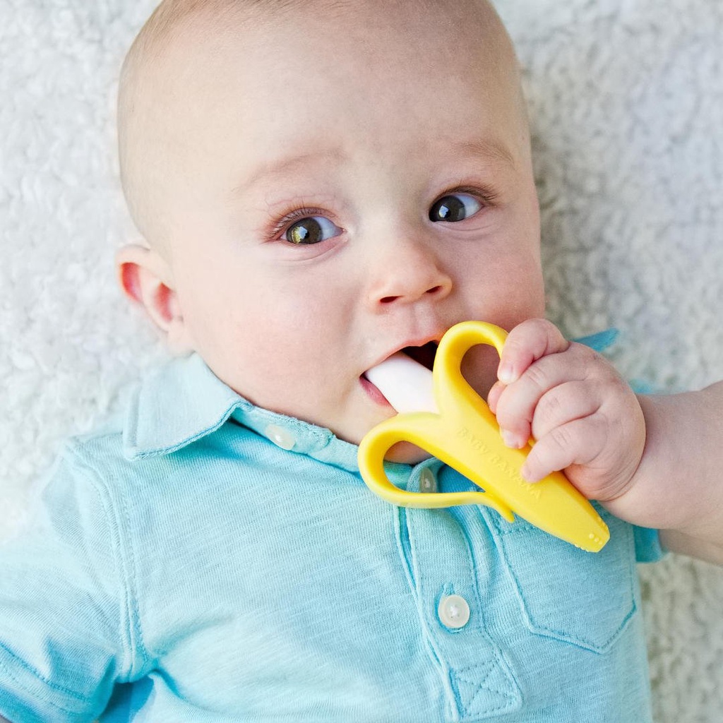 Baby Banana Toothbrush / Training Teether Tooth Brush for Infant, Baby, and Toddler / Sikat Gigi Bayi Silikon / Perawatan Mulut Bayi 12m+ (Tersedia varian warna)