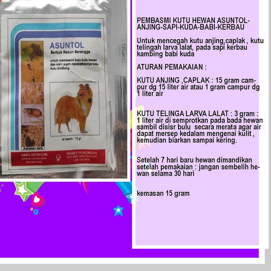 Langsung Beliii.. PEMBASMI KUTU HEWAN ASUNTOL-ANJING-SAPI-KUDA-BABI-KERBAU, Obat Hewan ASUNTOL , Unt