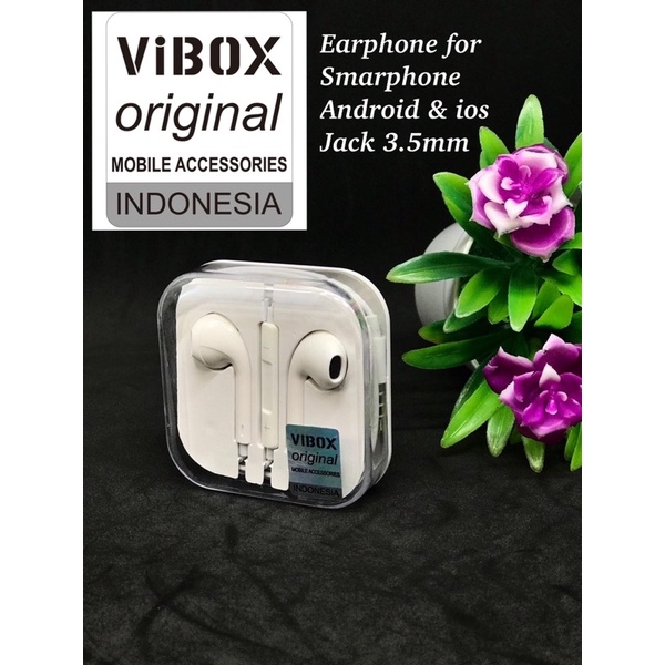 PROMO HANDSFREE VIBOX ME-66 JACK 3.5MM COMPATIBLE FOR ALL SMARTPHONE ANDROID &amp; IOS CLEAR SOUND