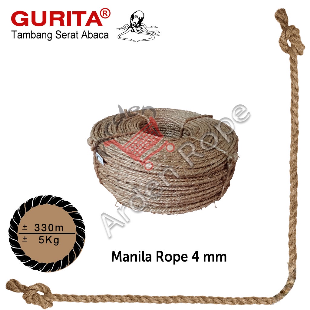 

Tali Manila - Tali Serat Abaka - Tambang Gurita - Gurita Rope 4 mm