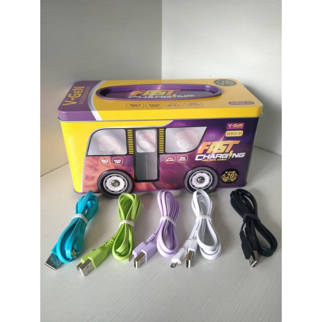Kabel Cable Data Vgen Micro USB VCMC5-01 V-Gen Fast Charging 2.4A kabel 1 Kaleng @50 pcs Cable