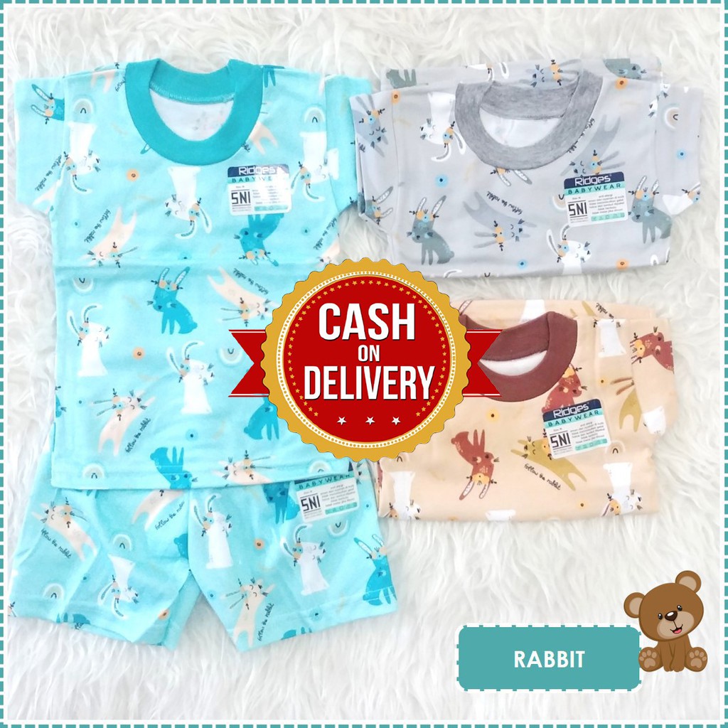 Setelan Baju Anak Kaos RIDGES Murah Lengan Pendek dan Celana Pendek - Baju Bayi Umur 3 bls s/d 5 Th