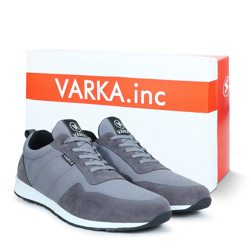 Sepatu Sneakers Olahraga Pria V 4046 Brand Varka Sepatu Kets Kuliah Kerja Running Trendi Berkualitas Warna Abu