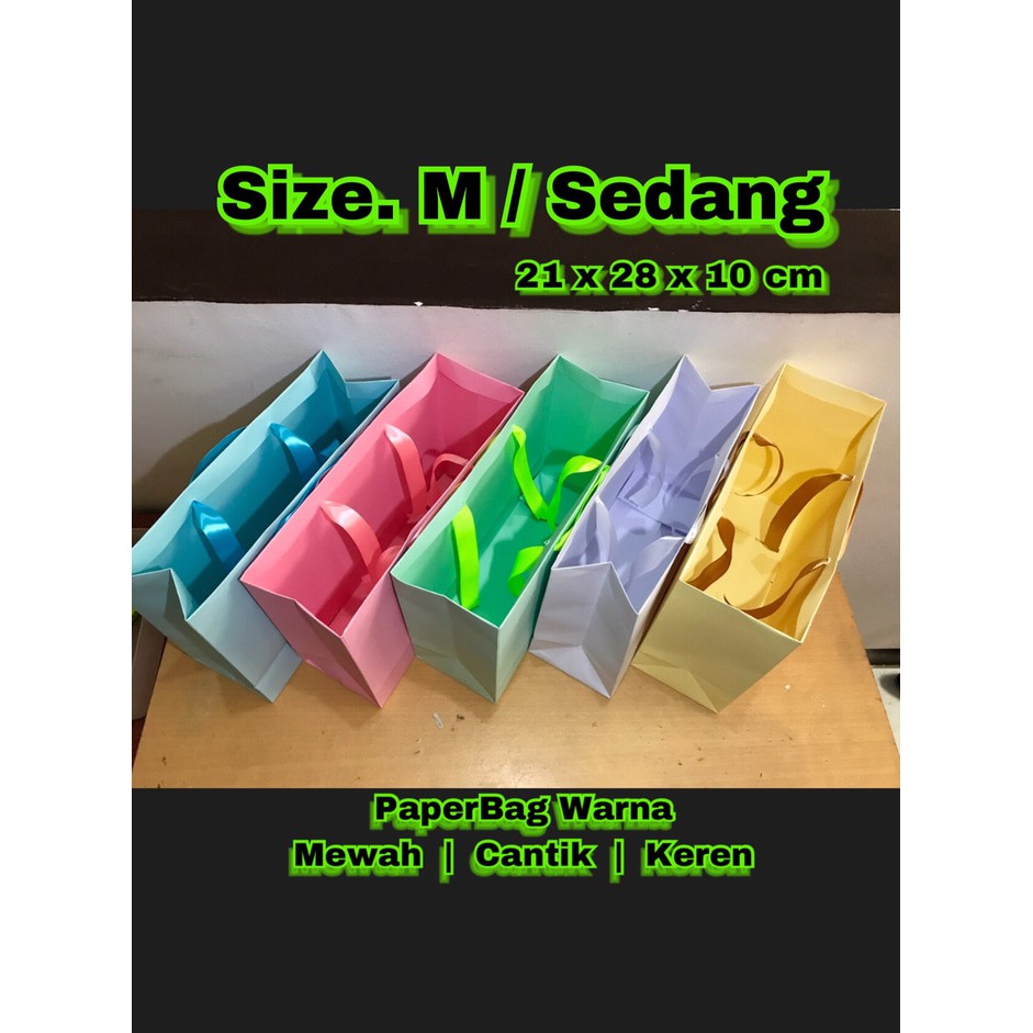 

paper bag / tas kertas / paperbag / Warna pita M size medium sedang C265475