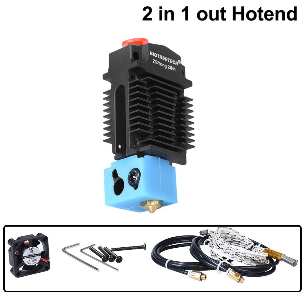 INDOCART Nozzle HotEnd Kit 3D Printer Bigtreetech 2 In 1 Out Black 24V