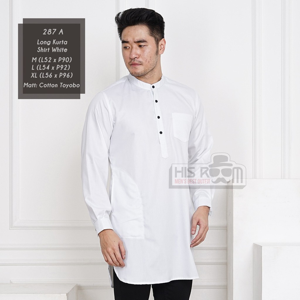 HSRM - Kemeja Kurta Pakistan Kemeja Pakistan Kemeja Kurta Polos Lengan Panjang Kemeja 287