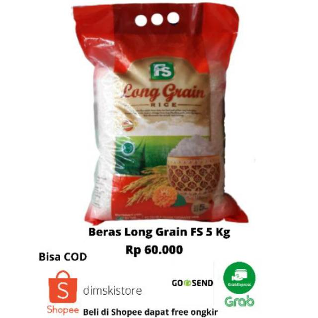 Beras Long Grain Fs 5 Kg Beras Bulir Panjang Indonesia