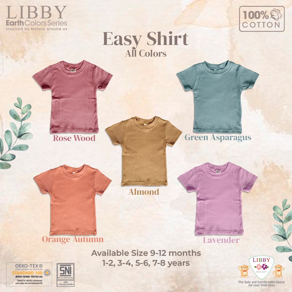 Libby Earth Color Easy Shirt 1pcs Kaos Baju Bayi Libby Baby Warna Polos