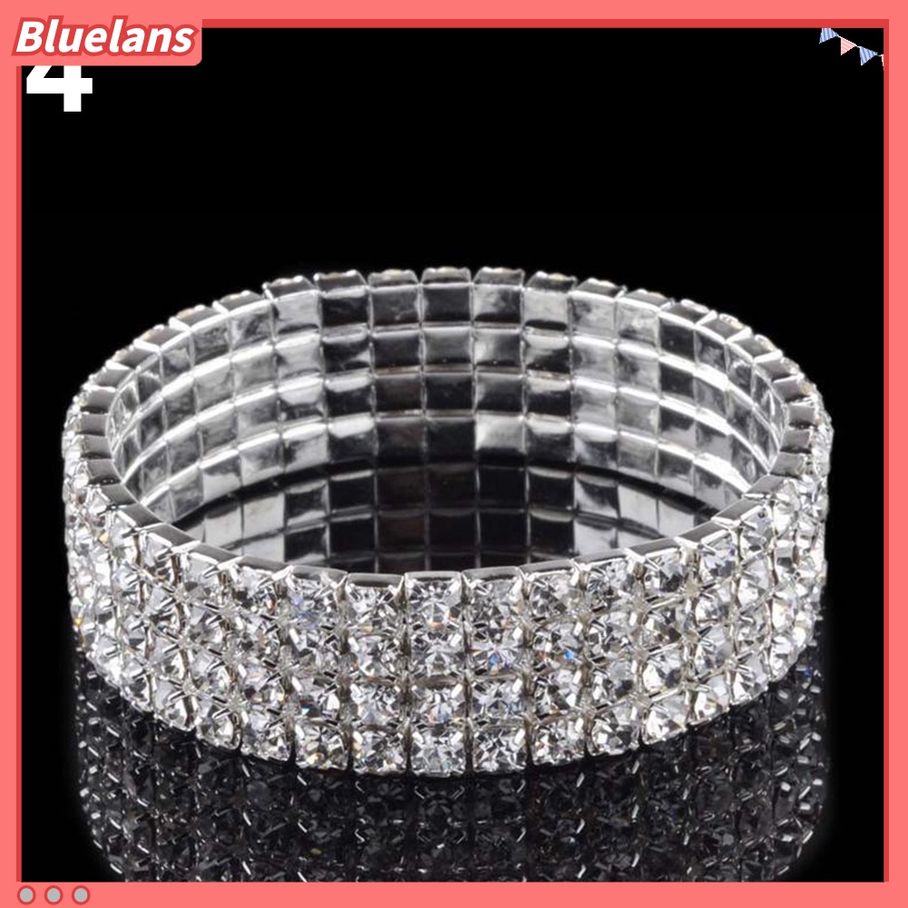 Bluelans Crystal Rhinestone Stretch Bracelet Bangle Wristband Elastic Wedding Bridal Gift