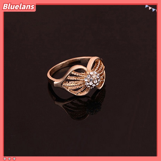 Bluelans Set Perhiasan Kalung Gelang Cincin Anting Lapis Emas Model Rongga