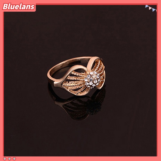 Bluelans Set Perhiasan Kalung Gelang Cincin Anting Lapis Emas Model Rongga