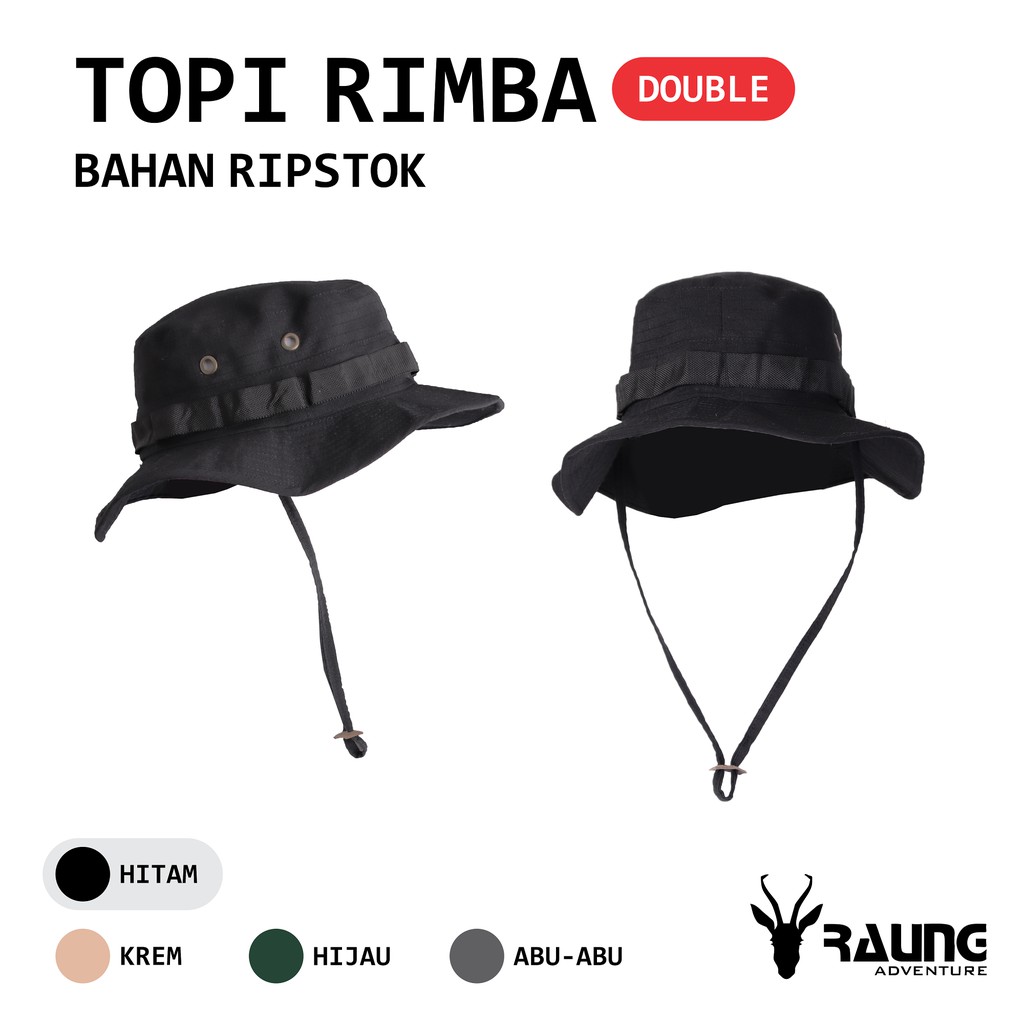 KING STORE Topi Rimba / Topi Gunung / Topi Lapangan - Bahan Ripstok Double Kain