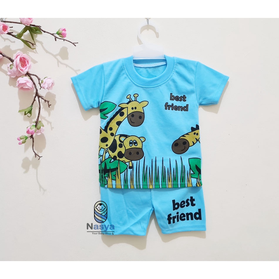 [J-006] Setelan Baju Pendek bayi laki-laki soft / Baju anak MURAH (0-6 bulan)