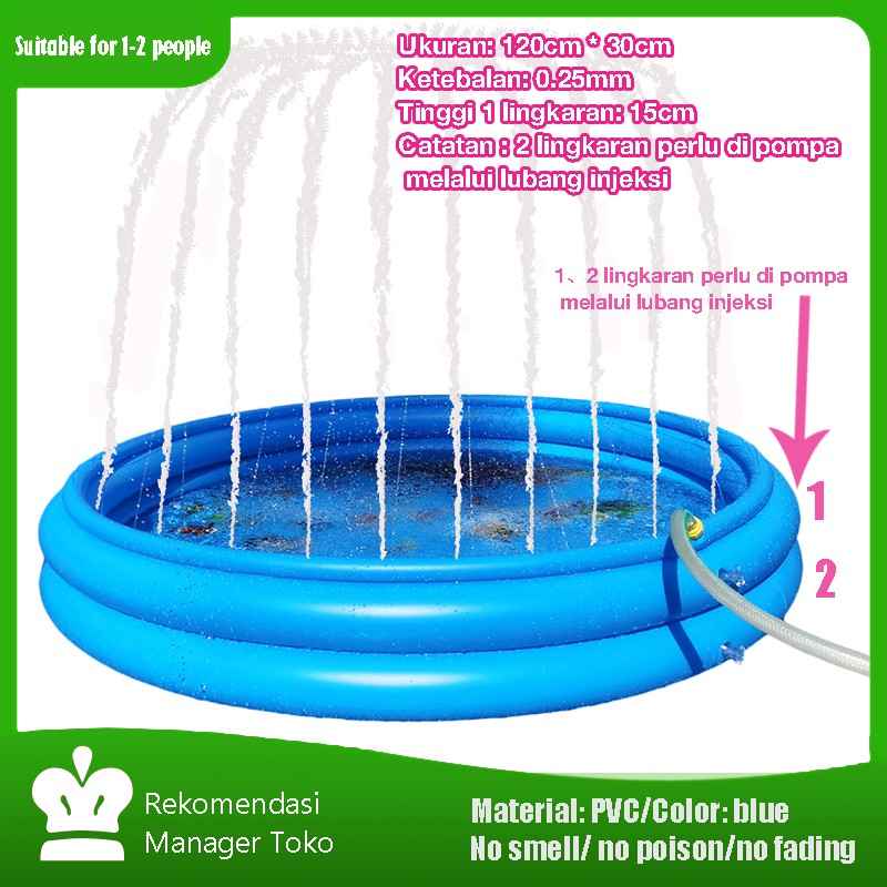 【JKT READY】100% Mainan anak water spray pad / Air mancur  170cm PVC blue Laki-laki / perempuan peta hewan indonesia