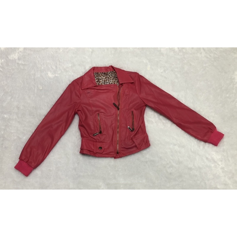 jaket kulit jaket wanita jacket woman jaket tebal jaket PINK fuschia merah muda atasan wanita atasan