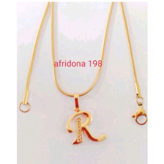 kalung titanium Liontin ( huruf R ) anti karat dan tidak luntur salamanya 2022