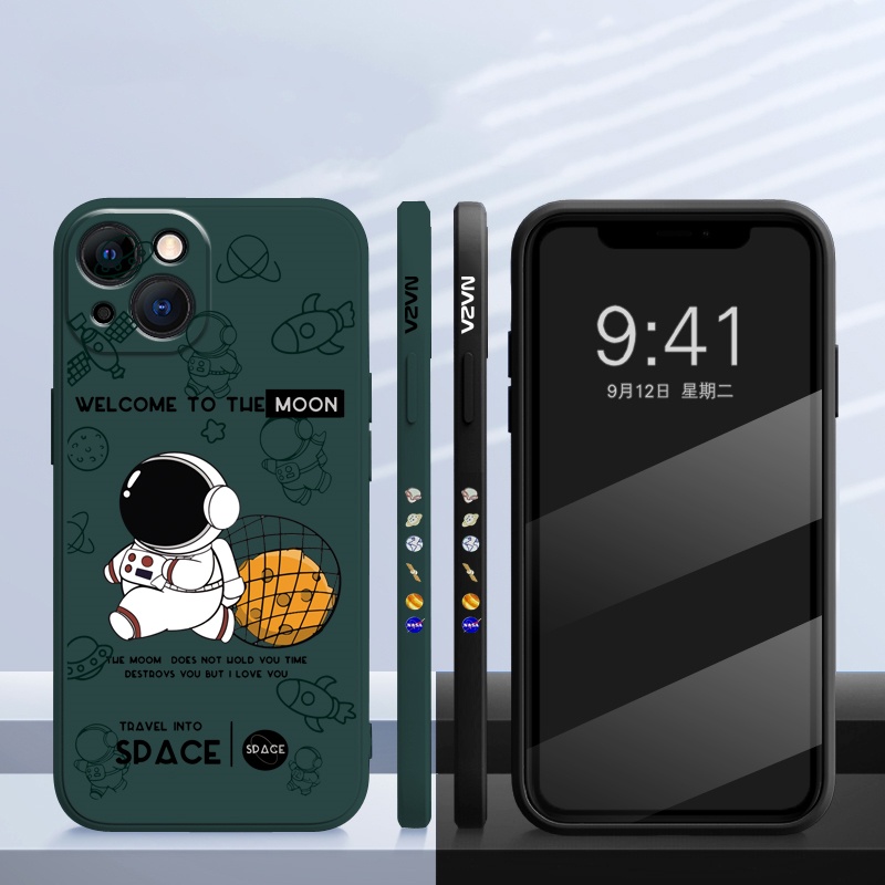 Hand strap + silicone astronaut case iphone 11 pro max 12/13 pro max Xs max XR 7plus/8plus 7/8/se2020 Square all-inclusive shockproof soft case