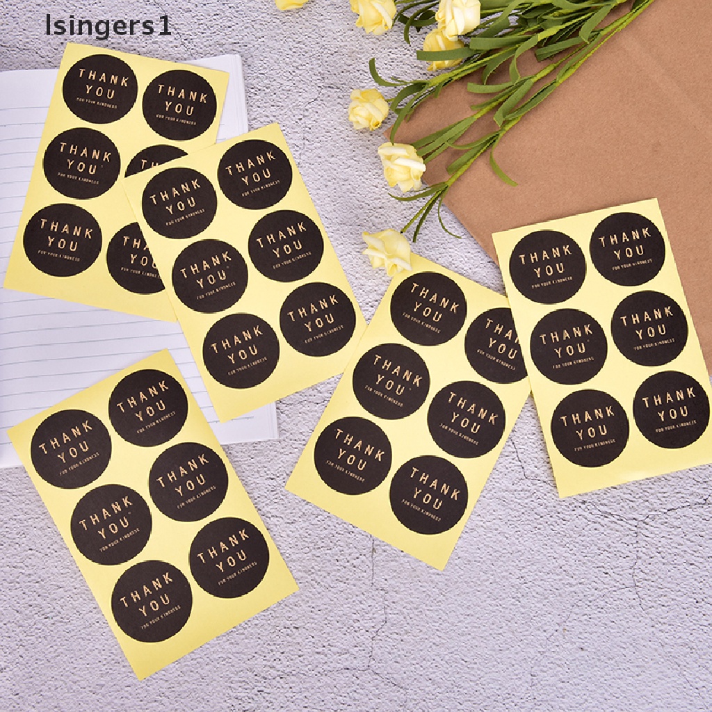 (lsingers1) 60pcs Stiker Label Tulisan Thank You Bahan Kertas Kraft Untuk Dekorasi Kue