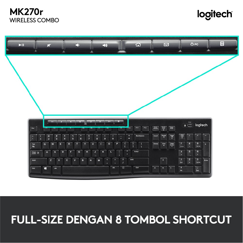 Logitech Keyboard + Mouse Wireless MK270r - Wireless Keyboard + Mouse MK 270r-2