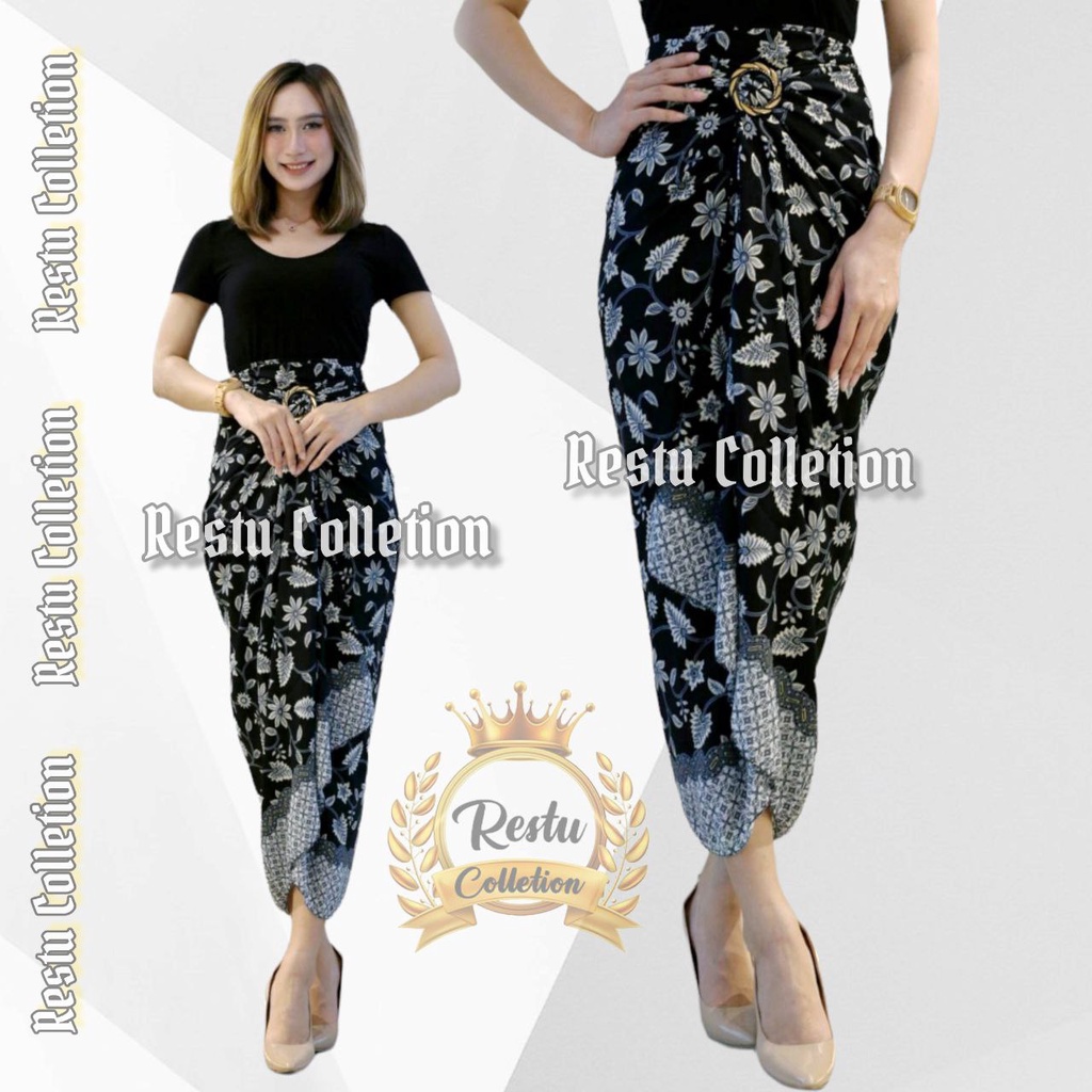 Rok Lilit Warp Skirt Serut Batik Songket Jumputan Panjang Wanita Bawahan Kebaya Kondangan Nikahan Pesta Wisuda Modern Cewek Bahan Premium Motif Lili Silver