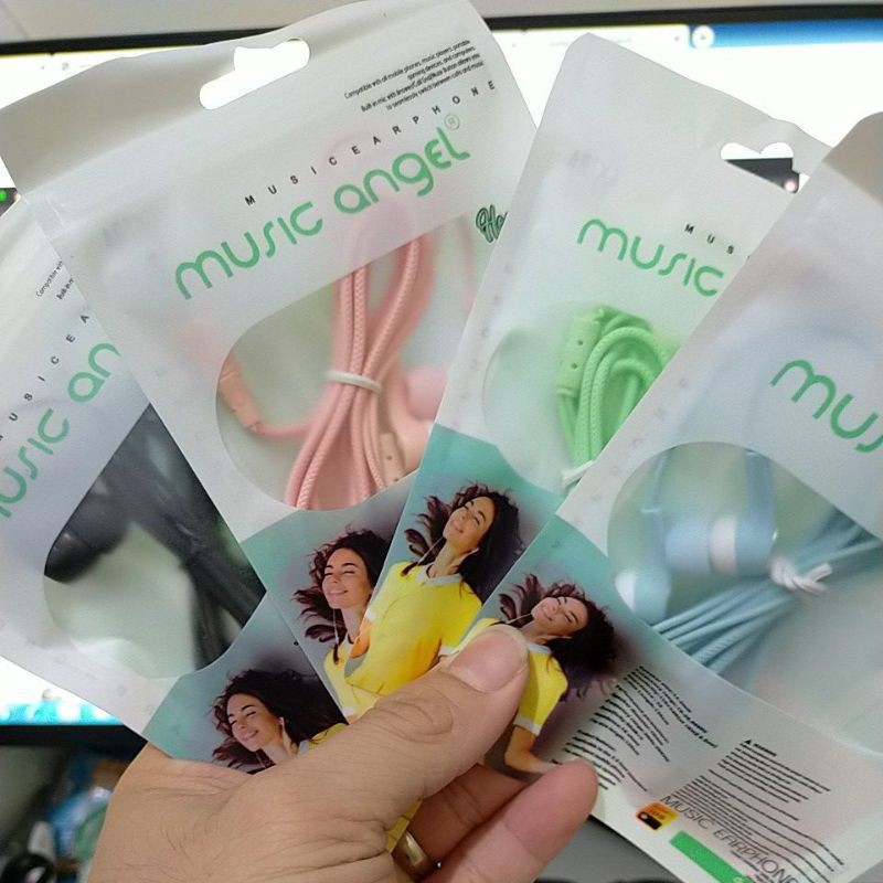 Headset Music Angel Macaron Warna Warni Earphone Handfree Extra Bass