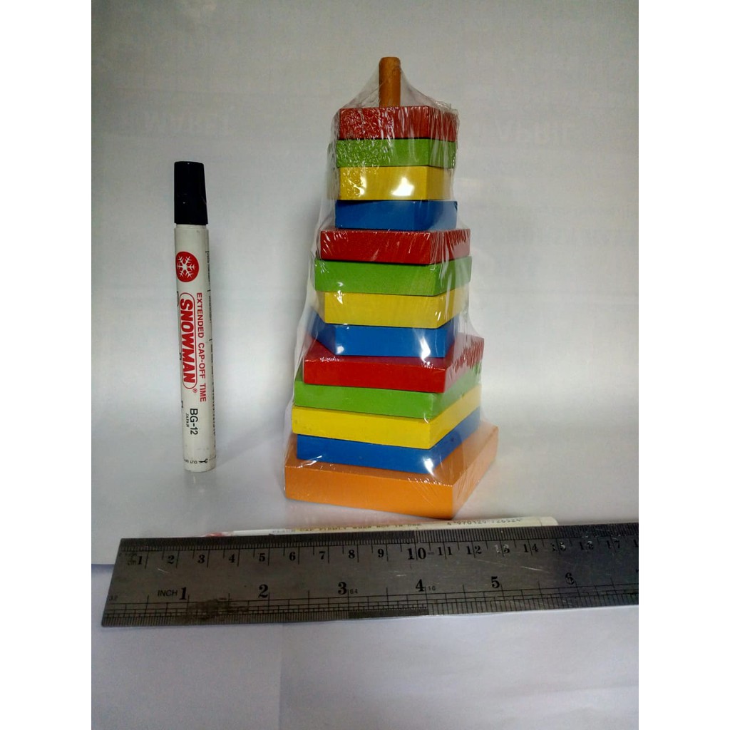 Mainan Edukasi Anak Menara Balok Susun Menara Pelangi alat Peraga APE PAUD TK Mainan Edukatif bayi b