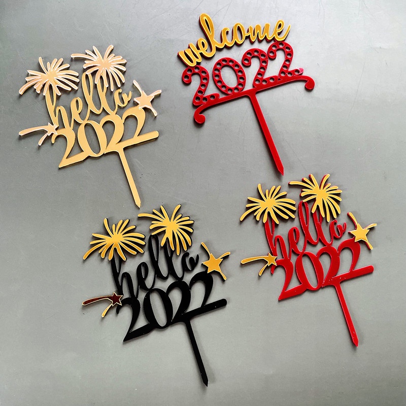 Topper Kue Desain Happy New Year 2022 Untuk Dekorasi