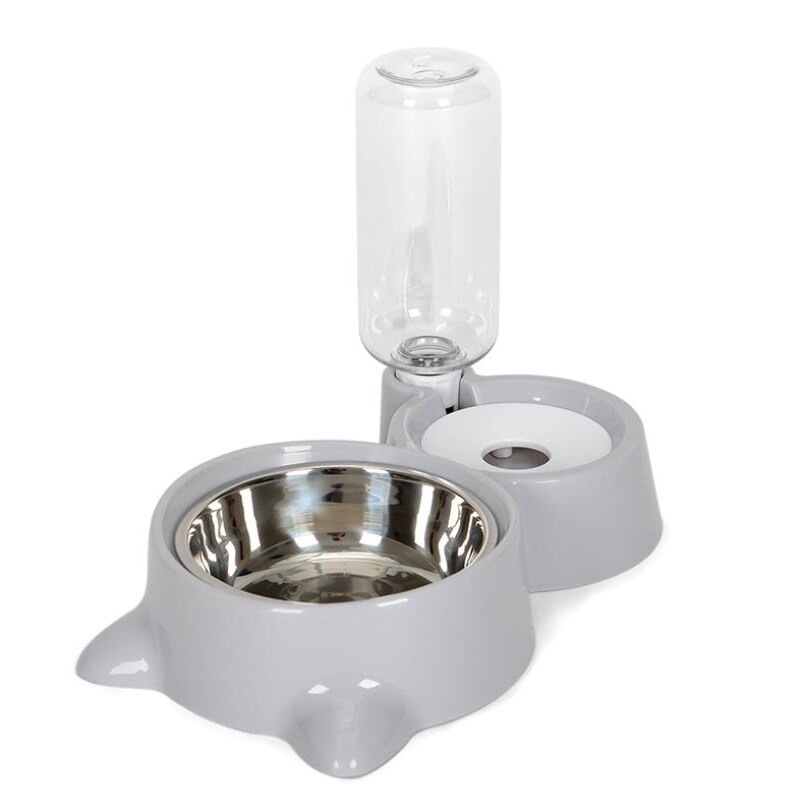 Tempat Makan Hewan Peliharaan Kucing Anjing Feeding Dishes Double Bowl Stainless Steel