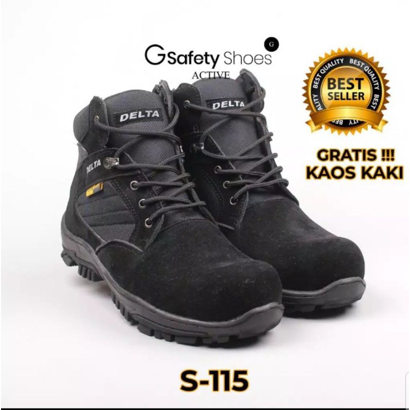 SEPATU KInG HITAM SEFTY UJUNG BESI PRIA HAIKING GUNUNG